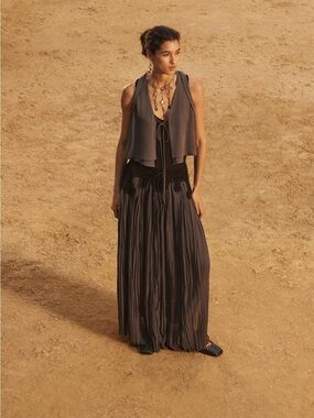 Zara Charcoal Pleated Skirt